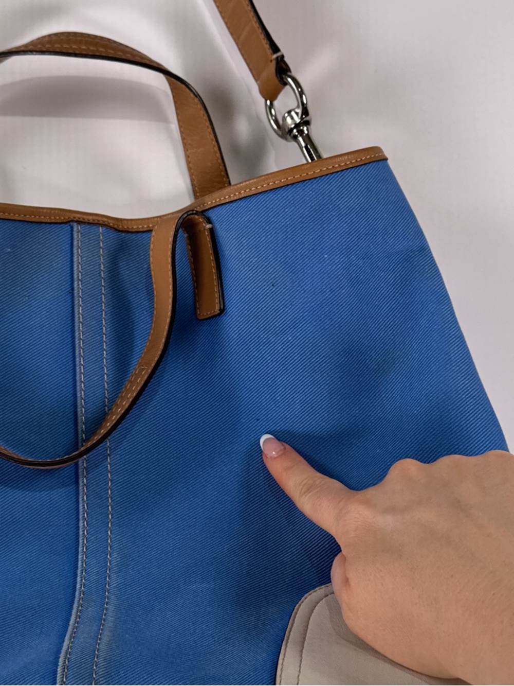 Coach Hadley Duffle Tote F28286 Twill Leather Brilliant Blue Large - Picture 15 of 16
